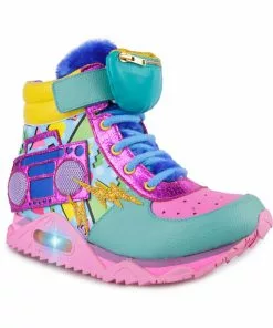 Irregular Choice Boombox Bestie 80's High Top Sneakers Pink Green