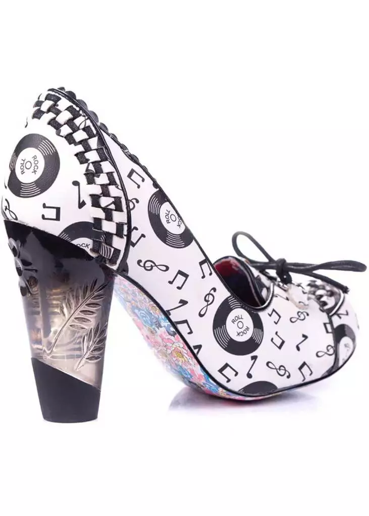 Irregular Choice Rocko Rock 'n Roll 50's Pumps White New In 4 Irregular Choice Rocko Rock 'n Roll 50's Pumps White New In