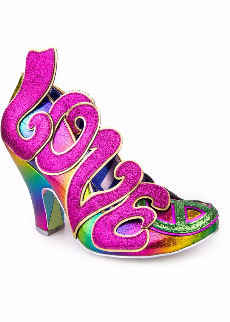 Irregular Choice Choose Love Peace 60's Pumps Pink New In 3 Irregular Choice Choose Love Peace 60's Pumps Pink New In