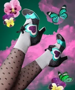 New In Irregular Choice Right On Heart 50's Pumps Black