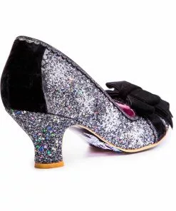 New In Irregular Choice Party Snow Queen 50's Pumps Black Silver