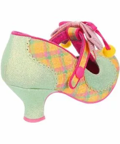 New In Irregular Choice Charming Chum Tartan 40's Pumps Mint Yellow 9 New In Irregular Choice Charming Chum Tartan 40's Pumps Mint Yellow