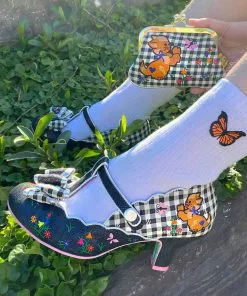 New In Irregular Choice Catching Butterflies Cat Pumps Black