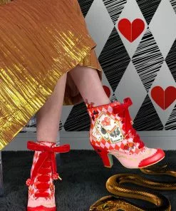 New In Irregular Choice Playing Cards Full House Boots Red