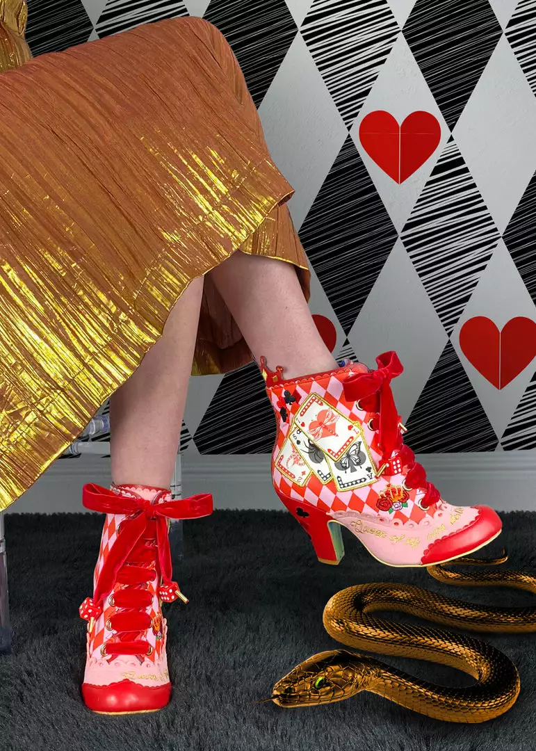 New In Irregular Choice Playing Cards Full House Boots Red 4 New In Irregular Choice Playing Cards Full House Boots Red