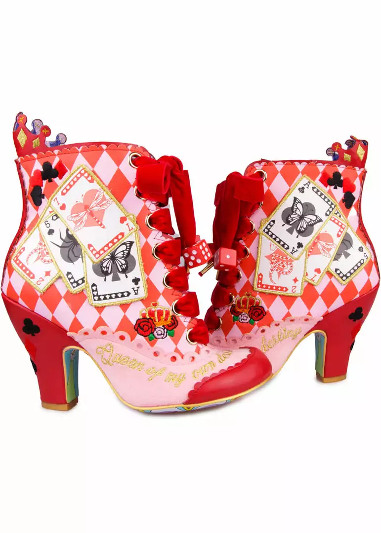 New In Irregular Choice Playing Cards Full House Boots Red 6 New In Irregular Choice Playing Cards Full House Boots Red