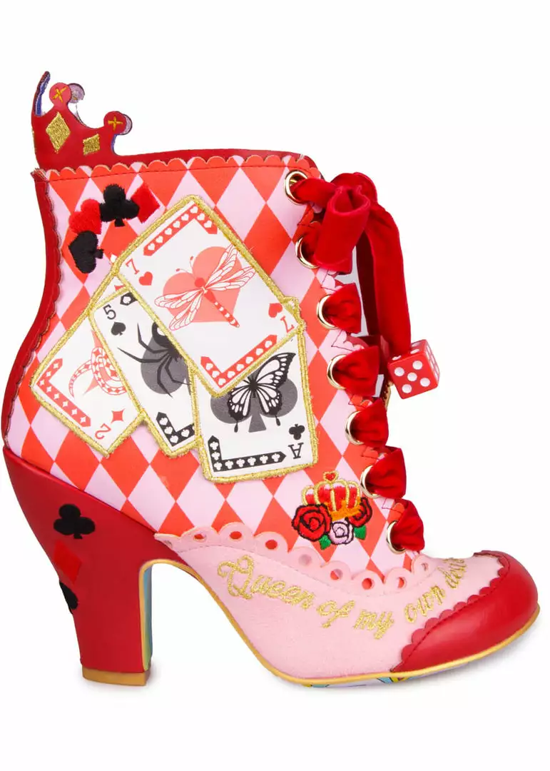 New In Irregular Choice Playing Cards Full House Boots Red 7 New In Irregular Choice Playing Cards Full House Boots Red