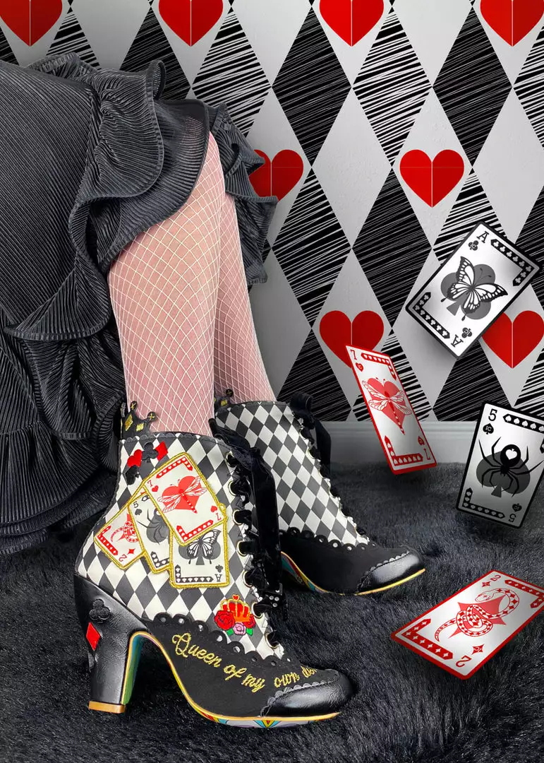 Irregular Choice Playing Cards Full House Boots Black New In 4 Irregular Choice Playing Cards Full House Boots Black New In