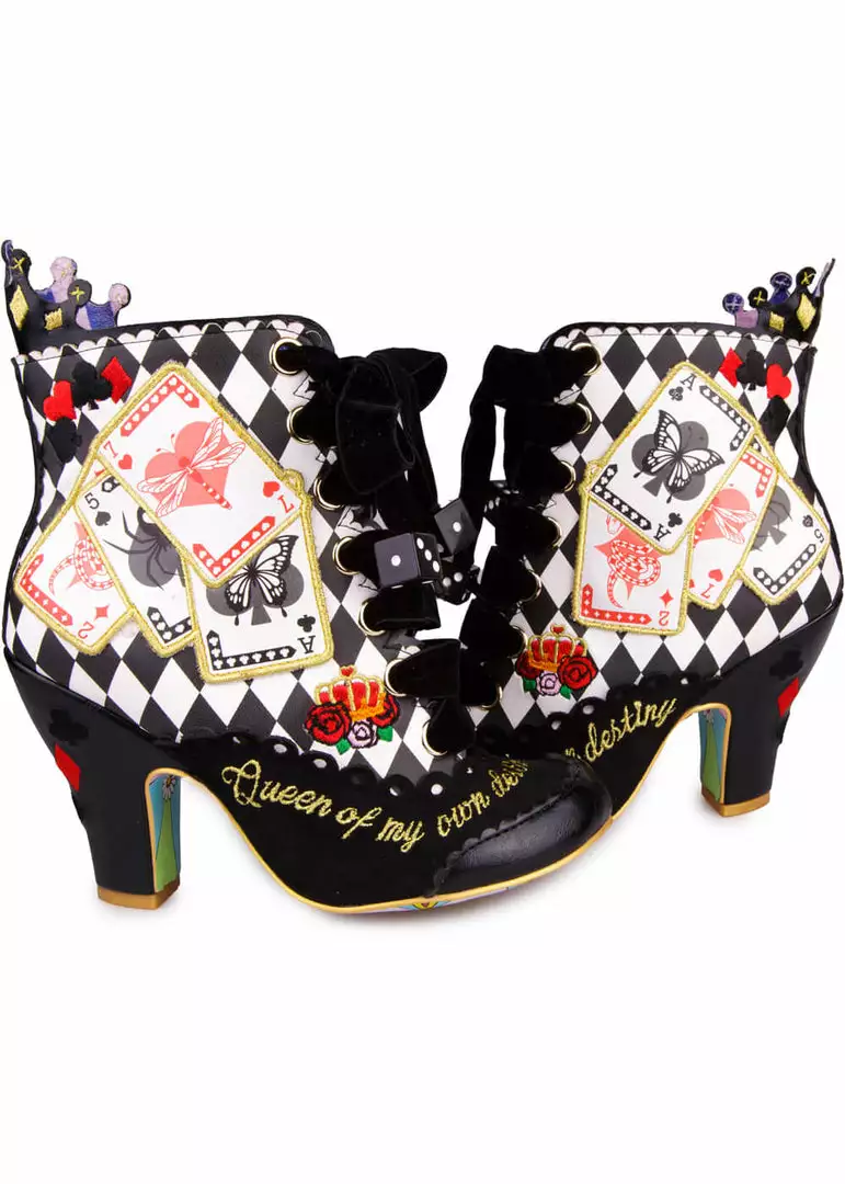 Irregular Choice Playing Cards Full House Boots Black New In 5 Irregular Choice Playing Cards Full House Boots Black New In