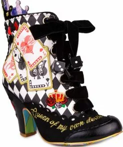 Irregular Choice Playing Cards Full House Boots Black New In