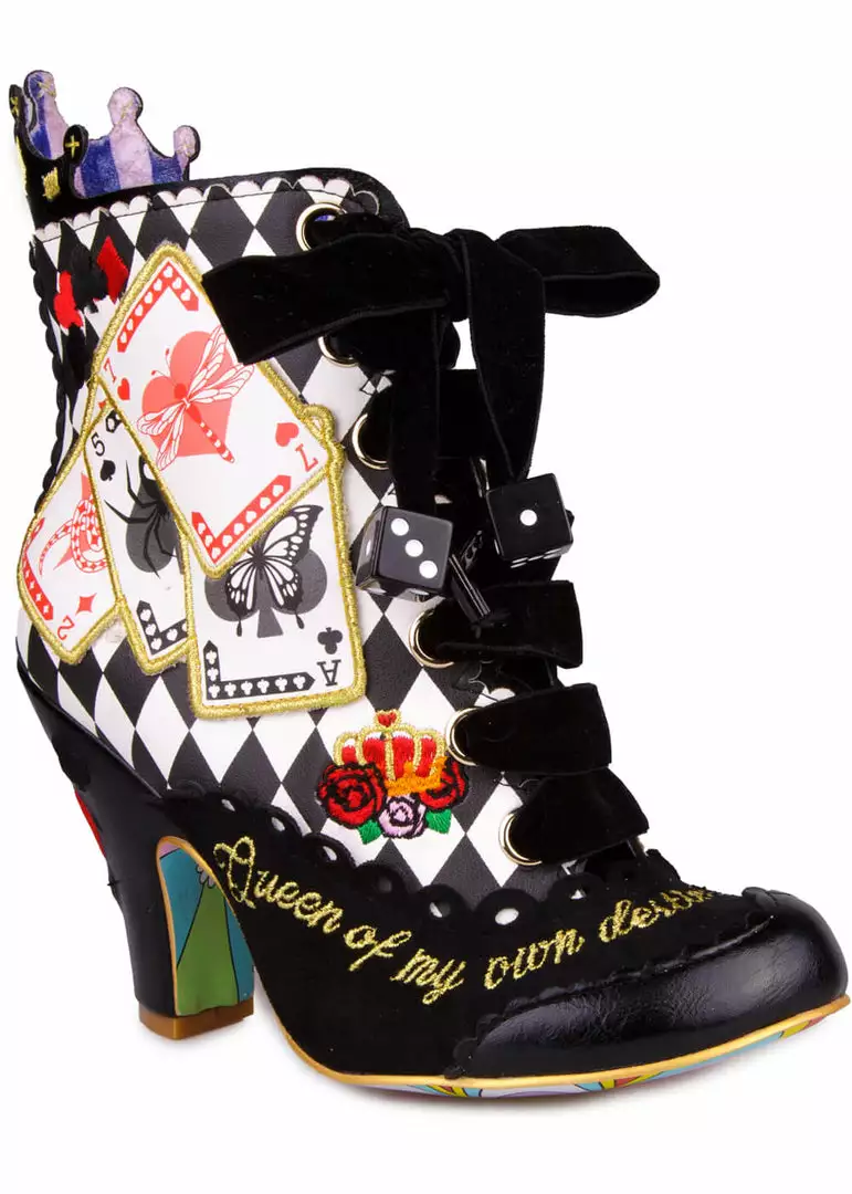 Irregular Choice Playing Cards Full House Boots Black New In 3 Irregular Choice Playing Cards Full House Boots Black New In