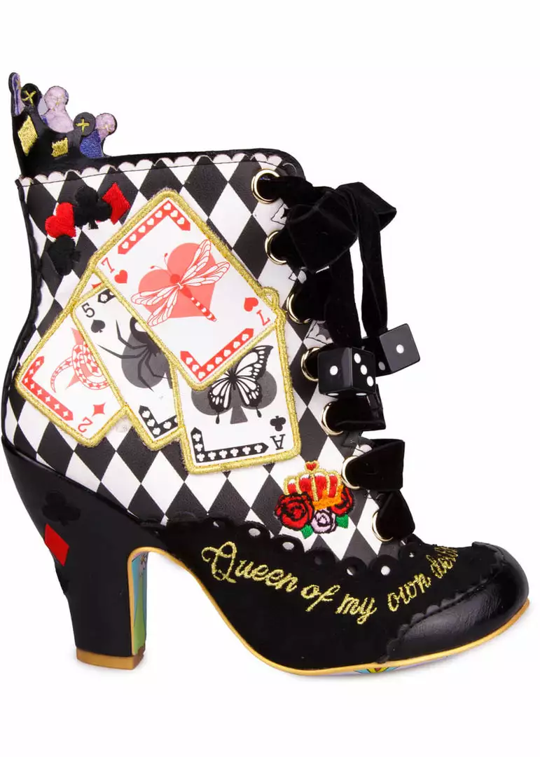 Irregular Choice Playing Cards Full House Boots Black New In 6 Irregular Choice Playing Cards Full House Boots Black New In