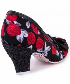 New In Irregular Choice Kanjanka Floral 50's Pumps Black