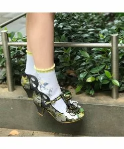 New In Irregular Choice Sleepy Jean 50's Pumps Black