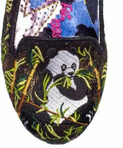 Irregular Choice Panda Pop Ballerinas Black Gold New In