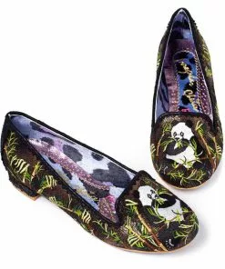 Irregular Choice Panda Pop Ballerinas Black Gold New In