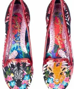Irregular Choice Savannah Giraffe Zebra Flats Black New In
