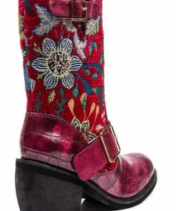 Irregular Choice Great Escape Floral Boots Red New In