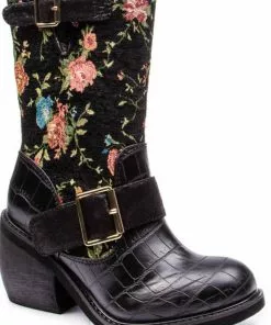 Irregular Choice Great Escape Floral Boots Black New In