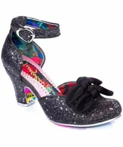 New In Irregular Choice Flickety Kiss Glitter 50's Pumps Black