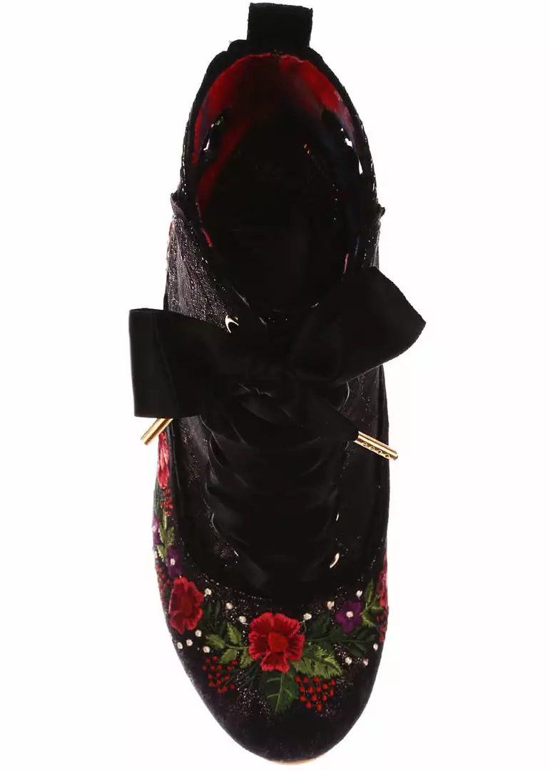 Irregular Choice Garden Walk 40's Boots Black New In 6 Irregular Choice Garden Walk 40's Boots Black New In