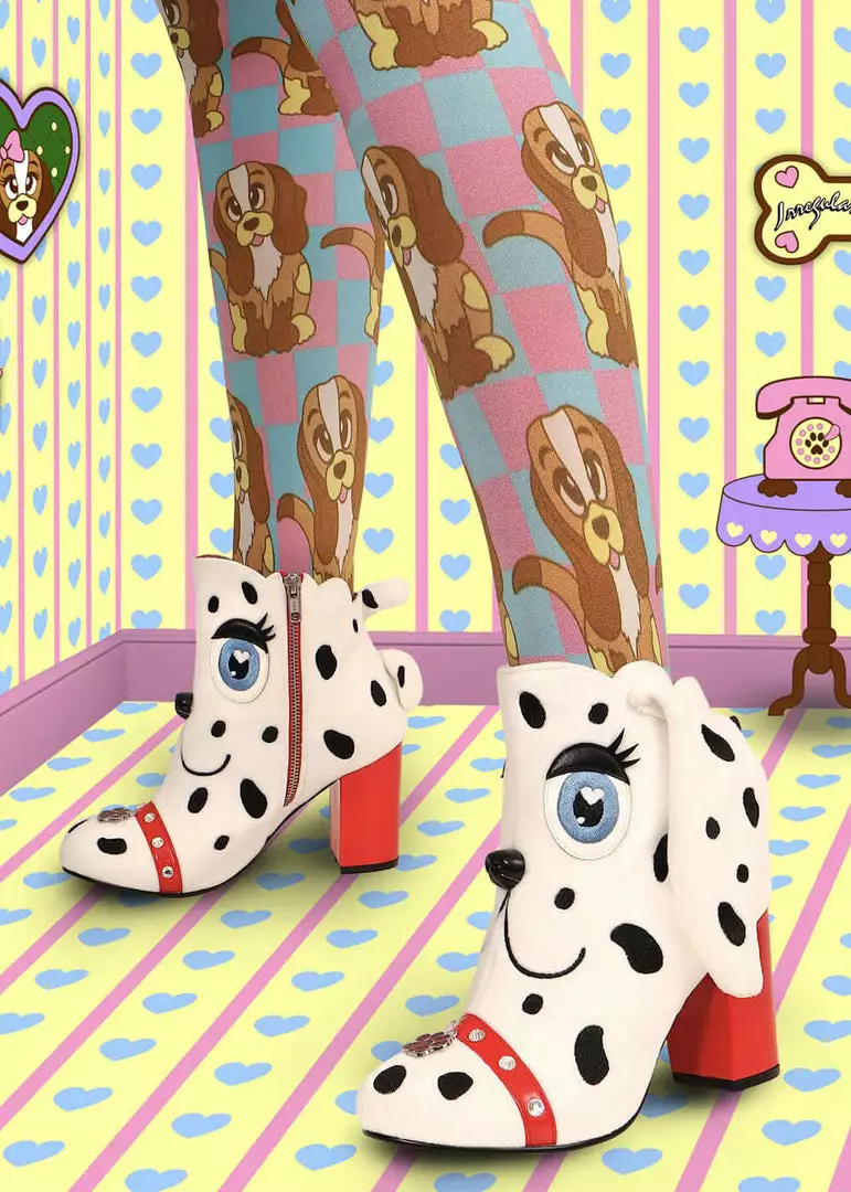 Irregular Choice Pooch Perfect Dog 60's Boots White New In 4 Irregular Choice Pooch Perfect Dog 60's Boots White New In