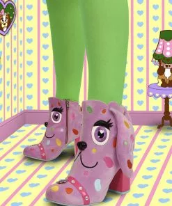 Irregular Choice Pooch Perfect Dog 60's Boots Pink New In