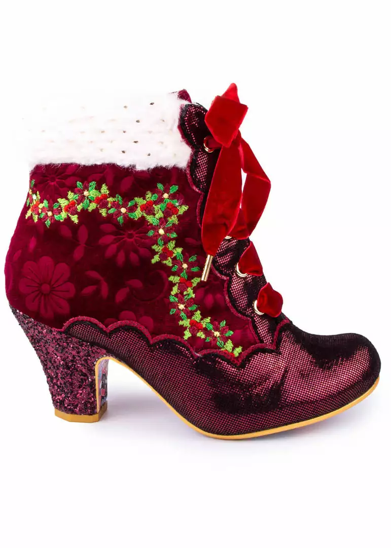 Irregular Choice Party Hot Toddy 40's Boots Burgundy New In 5 Irregular Choice Party Hot Toddy 40's Boots Burgundy New In