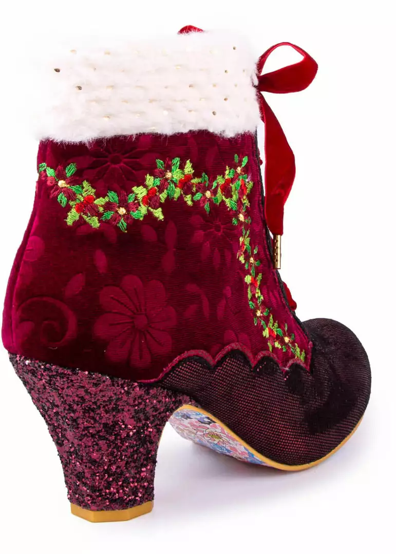 Irregular Choice Party Hot Toddy 40's Boots Burgundy New In 4 Irregular Choice Party Hot Toddy 40's Boots Burgundy New In