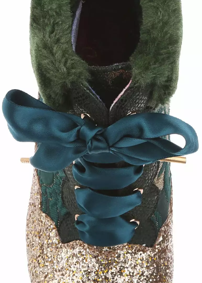 New In Irregular Choice Fancy A Cuppa Glitter 40's Ankle Boots Green 8 New In Irregular Choice Fancy A Cuppa Glitter 40's Ankle Boots Green