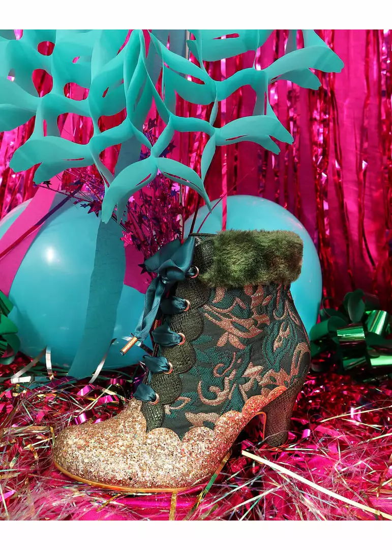 New In Irregular Choice Fancy A Cuppa Glitter 40's Ankle Boots Green 4 New In Irregular Choice Fancy A Cuppa Glitter 40's Ankle Boots Green