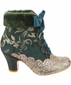 New In Irregular Choice Fancy A Cuppa Glitter 40's Ankle Boots Green 10 New In Irregular Choice Fancy A Cuppa Glitter 40's Ankle Boots Green