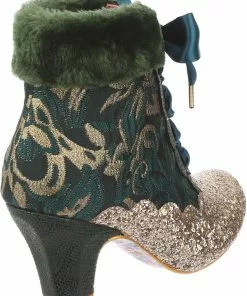 New In Irregular Choice Fancy A Cuppa Glitter 40's Ankle Boots Green 11 New In Irregular Choice Fancy A Cuppa Glitter 40's Ankle Boots Green