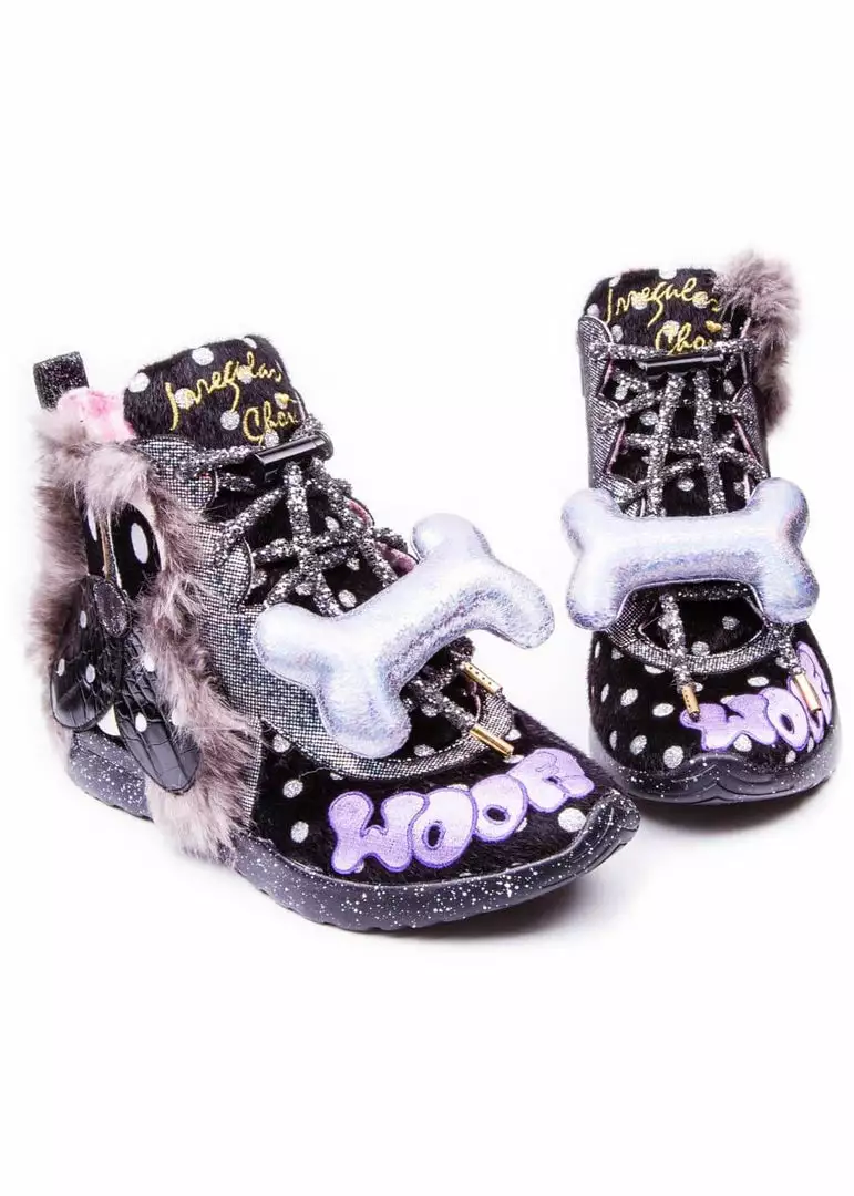Irregular Choice Good Boy Dog 80's Sneakers Black Silver 4 Irregular Choice Good Boy Dog 80's Sneakers Black Silver