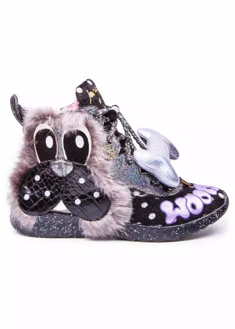Irregular Choice Good Boy Dog 80's Sneakers Black Silver 3 Irregular Choice Good Boy Dog 80's Sneakers Black Silver