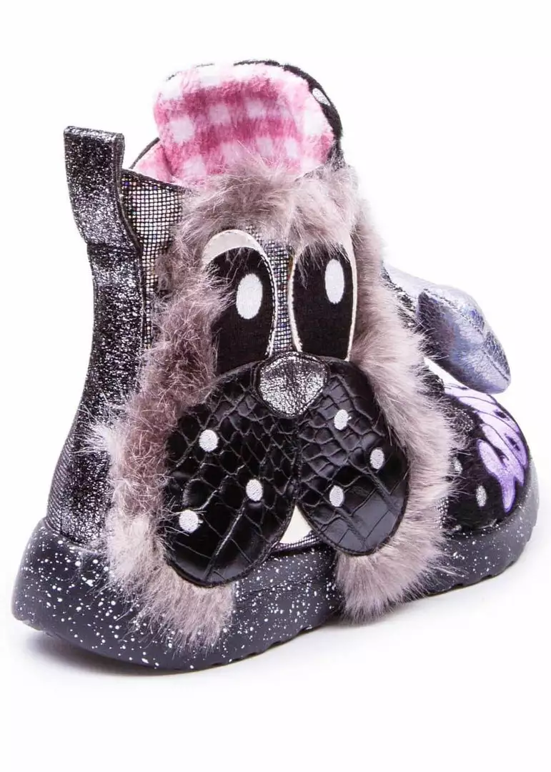 Irregular Choice Good Boy Dog 80's Sneakers Black Silver 7 Irregular Choice Good Boy Dog 80's Sneakers Black Silver