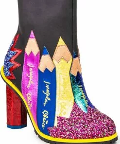 Irregular Choice Chalk It Up 60's Boots Black New In
