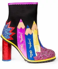 Irregular Choice Chalk It Up 60's Boots Black New In