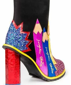 Irregular Choice Chalk It Up 60's Boots Black New In