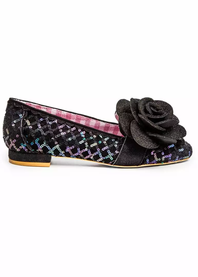 Irregular Choice Sweet Briar 40's Ballerinas Black New In 6 Irregular Choice Sweet Briar 40's Ballerinas Black New In