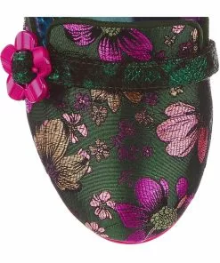 Irregular Choice Highland Haven Floral 60's Pumps Green New In