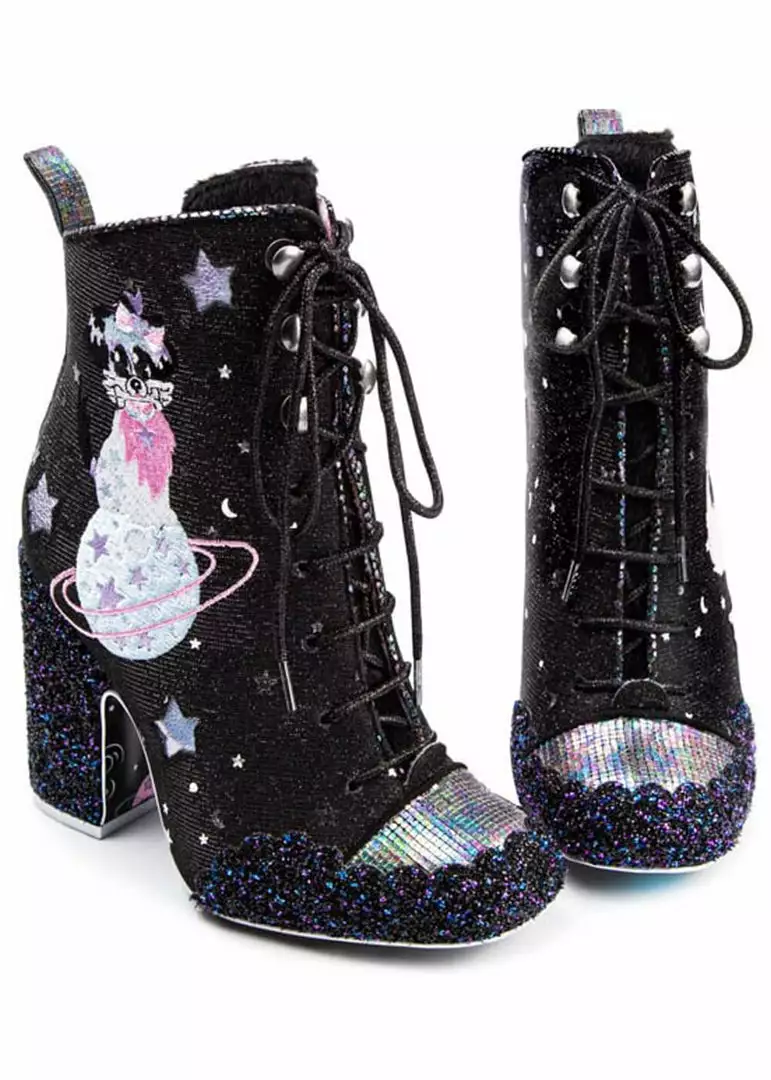 Irregular Choice Felicette Space Cat Boots Black New In 10 Irregular Choice Felicette Space Cat Boots Black New In