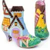 Irregular Choice Village Fete Cat Boots Blue Yellow