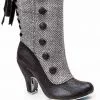 Irregular Choice Reinette Herringbone 60's Boots Black