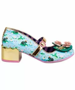 New In Irregular Choice Lilypond Frog 60's Block Heel Pumps Blue