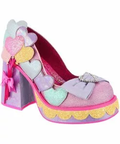 New In Irregular Choice Balloons And Cake 60's Platform Pumps Lilac