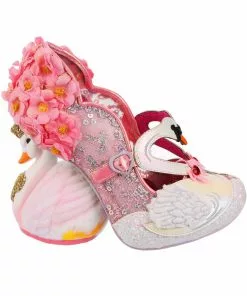 New In Irregular Choice Pedalo Date Swan Pumps Peach Pink