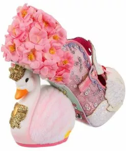New In Irregular Choice Pedalo Date Swan Pumps Peach Pink