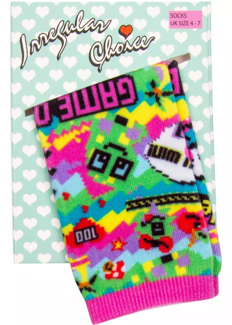 Irregular Choice Gaming Socks Green Yellow New In 4 Irregular Choice Gaming Socks Green Yellow New In