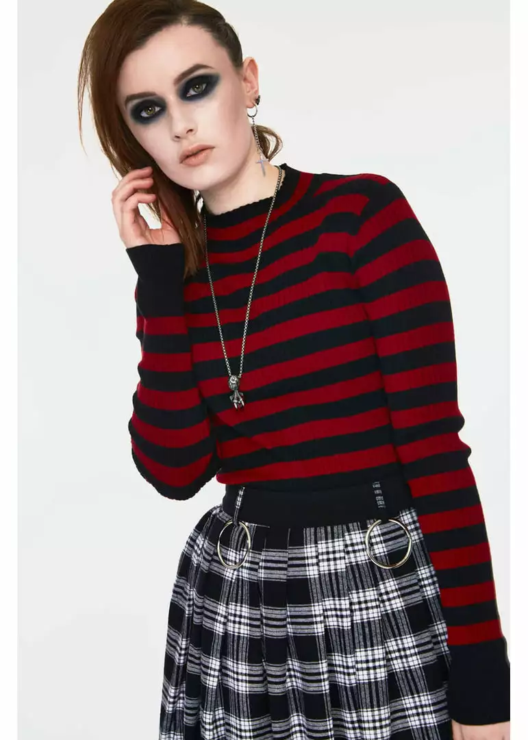 Jawbreaker Menace Stripe Sweater Red Black 3 Jawbreaker Menace Stripe Sweater Red Black